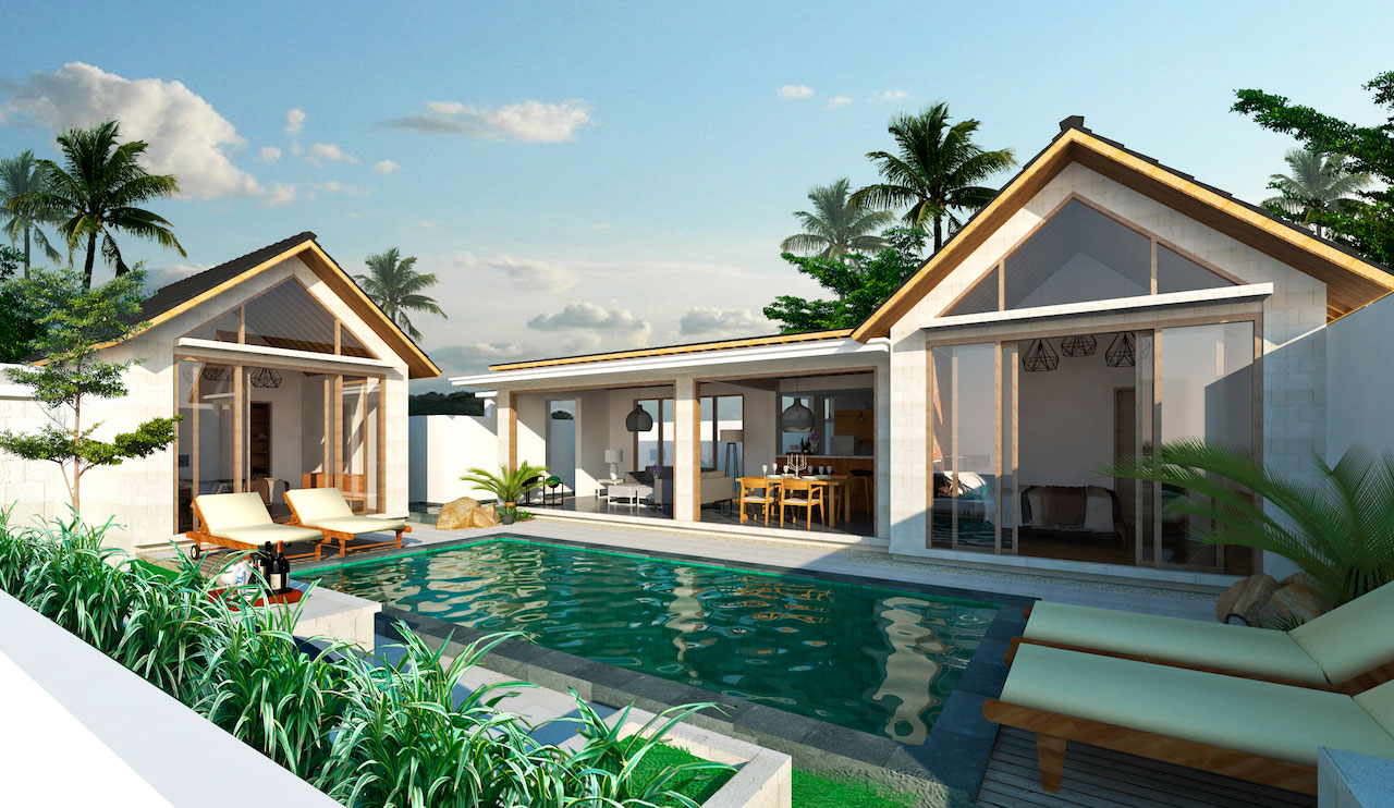  Villa   vendre   Bali  2 chambres toit plat Realty Luxe